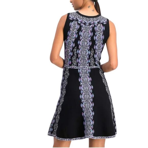 Nanette Lepore Sweater Knit Mystical Stitch Dress | Black Multi, M, $448 NWOT - Picture 1 of 12